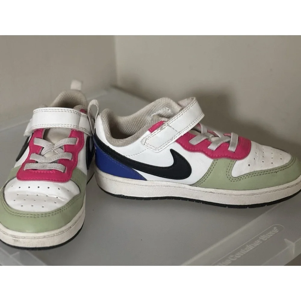 Nike Unisex Kids Colorblock Athletic Sneakers White Pink Green Blue Hook & Loop